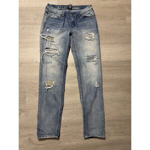 Rewash Women's Juniors Size 5/6 Blue Rise Distressed Skinny Jeans